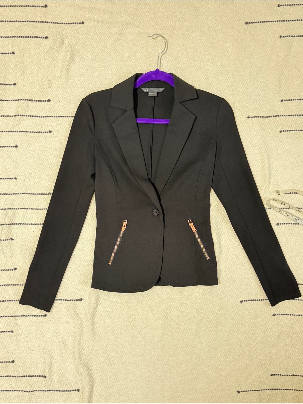 Armani Exchange Peplum Back Blazer with Zip Pockets